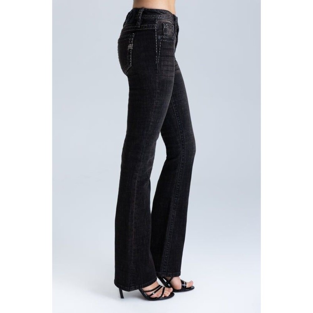 New Miss Me Oralee Bootcut Jeans Womens 27x30 Dark Brown Mid Rise Stitched